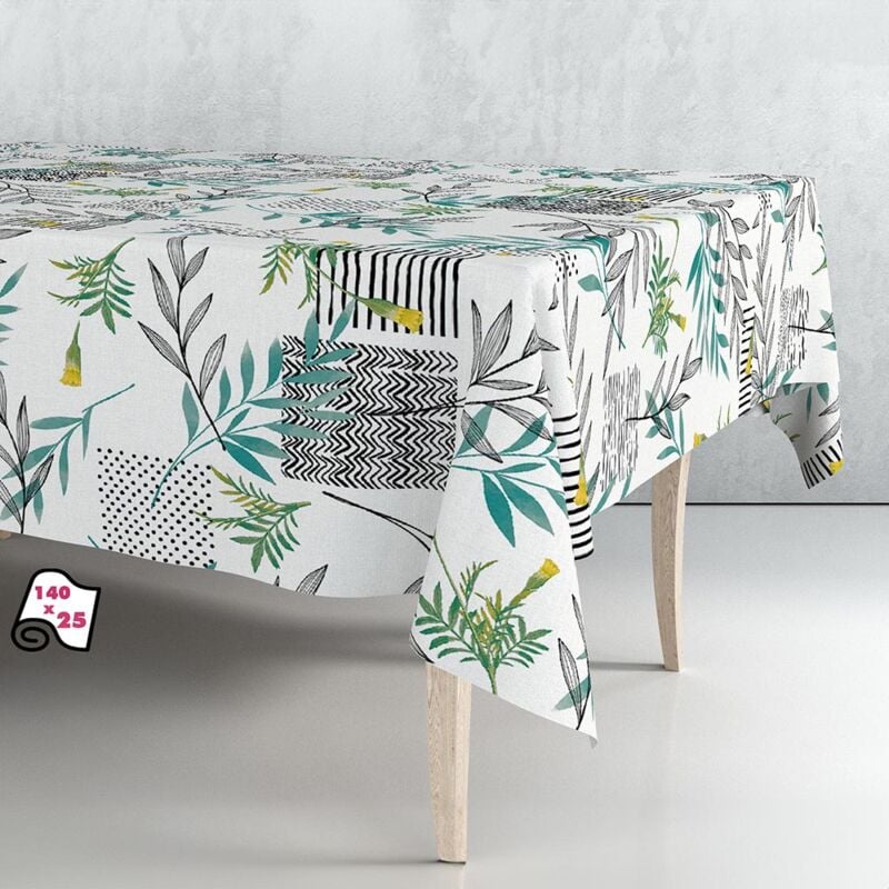 Exma Nappe en PVC résistante aux taches Nappe imperméable et résistante Facile à nettoyer Nappe de cuisine et de salon 100cm x 140cm Feuilles de