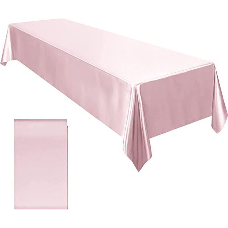 Nappe en satin de coton et lin tissu doux nappe carrée salon serviette carrée(Rose)