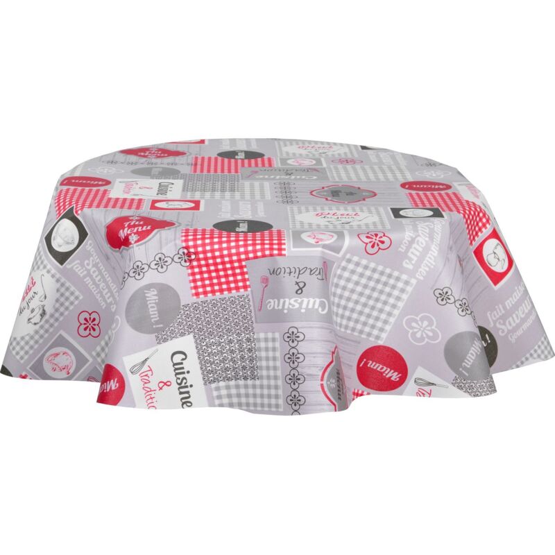 Nappe en toile cirée ronde motif cuisine MIAM Nappe en toile cirée ronde motif cuisine MIAM