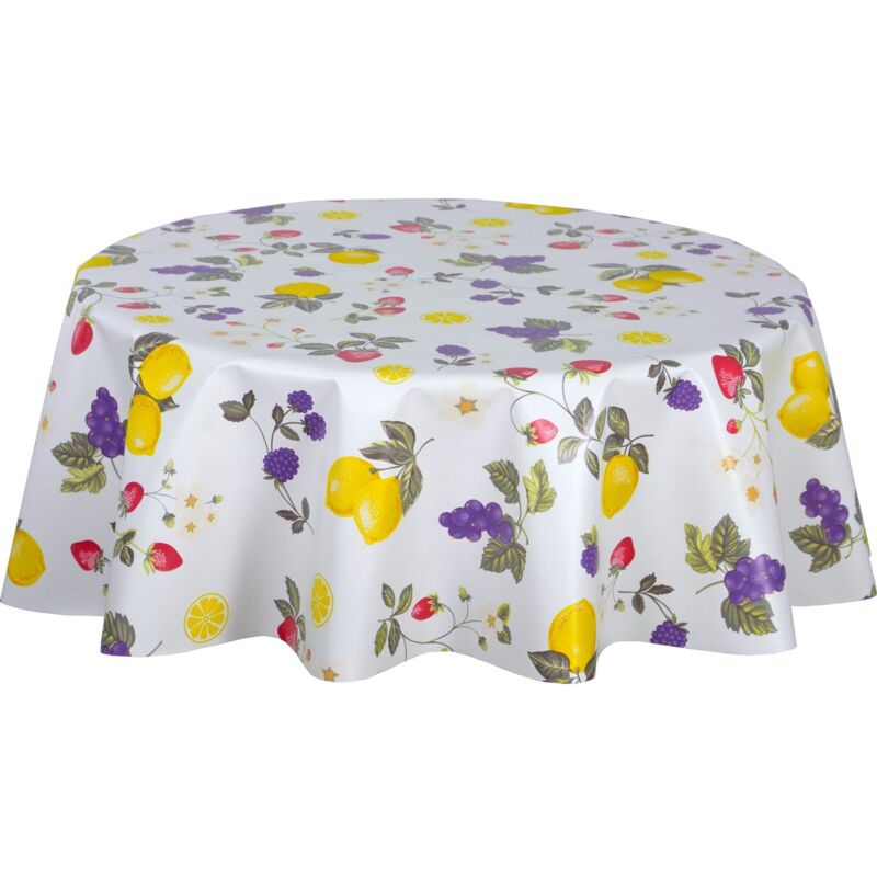 Nappe en toile cirée ronde motifs citron CAPRI