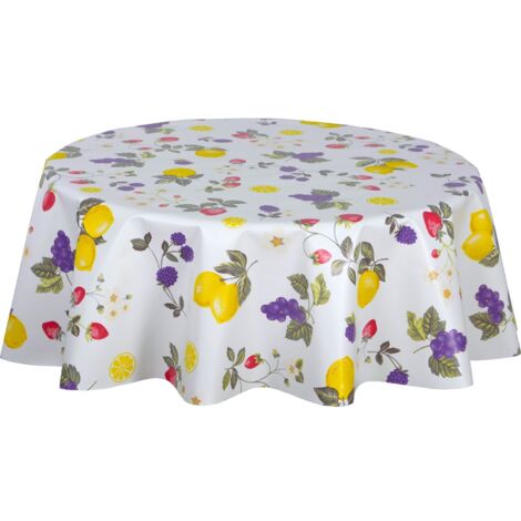 Nappe en toile cirée ronde motifs citron CAPRI
