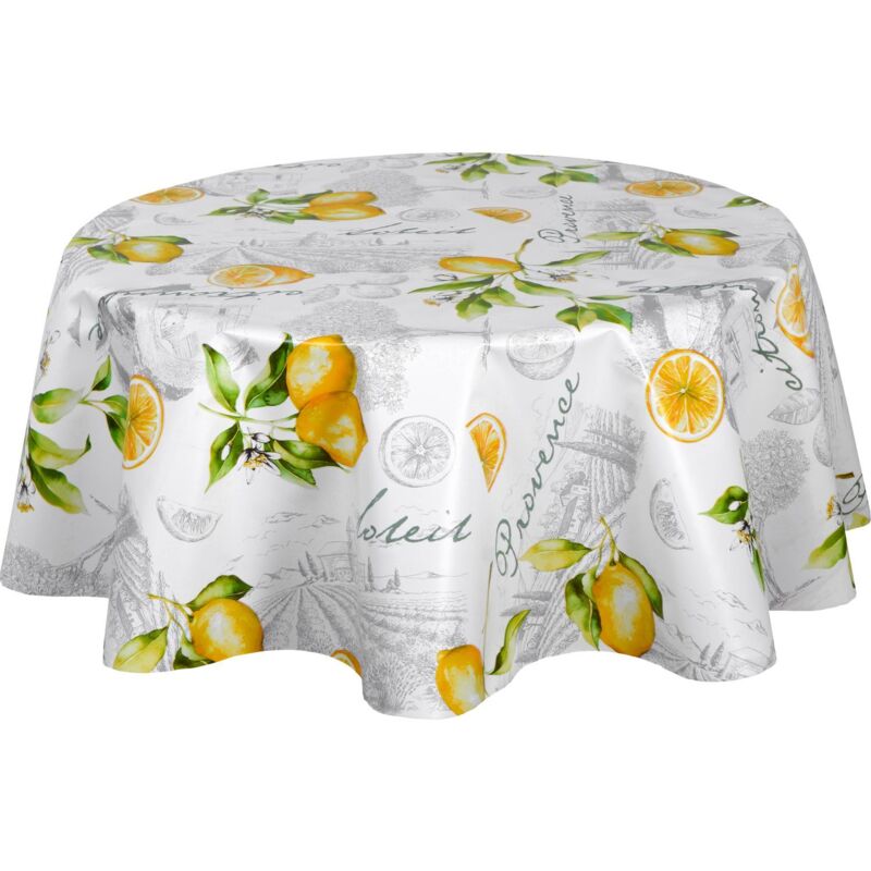 Nappe en toile cirée ronde motifs citron CITE Nappe en toile cirée ronde motifs citron CITE