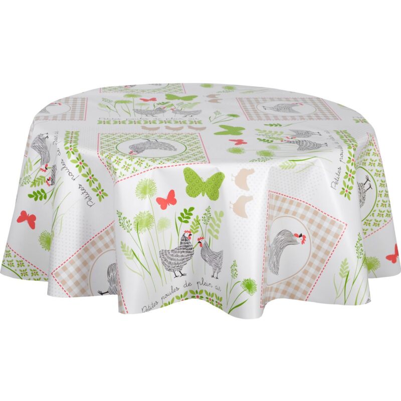 Nappe en toile cirée ronde motifs papillons JOSS Nappe en toile cirée ronde motifs papillons JOSS