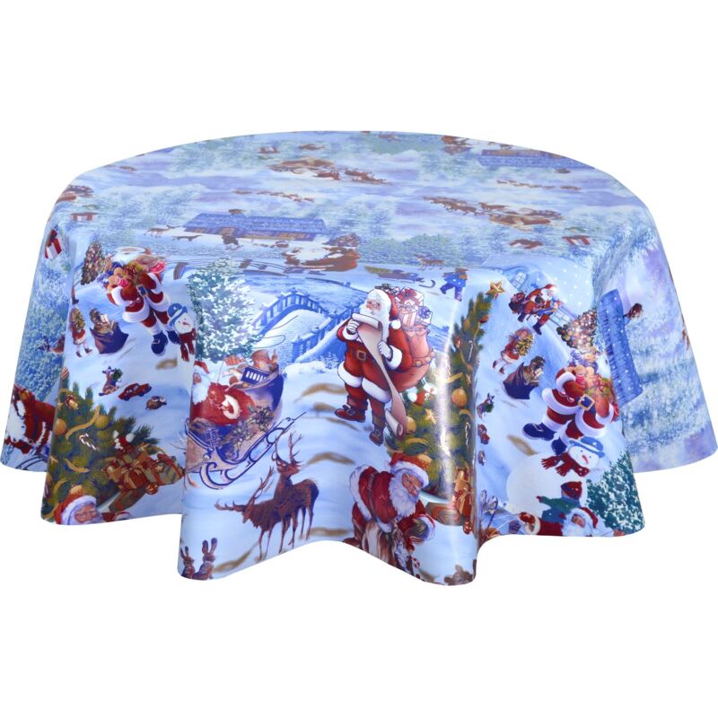 Nappe en toile cirée ronde neige Nappe en toile cirée ronde neige