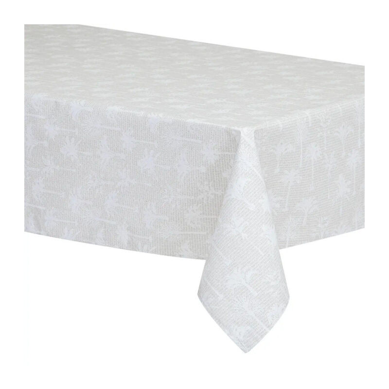 Nappe Enduite Imprimée 'Lila' 150x250cm Lin & Blanc