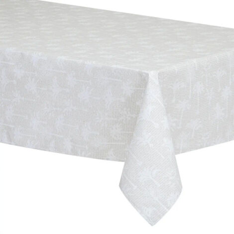 Nappe Enduite Imprimée "Lila" 150x250cm Lin & Blanc