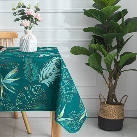 Nappe exotique rectangulaire et anti-taches Bleu Paon 145x240 cm