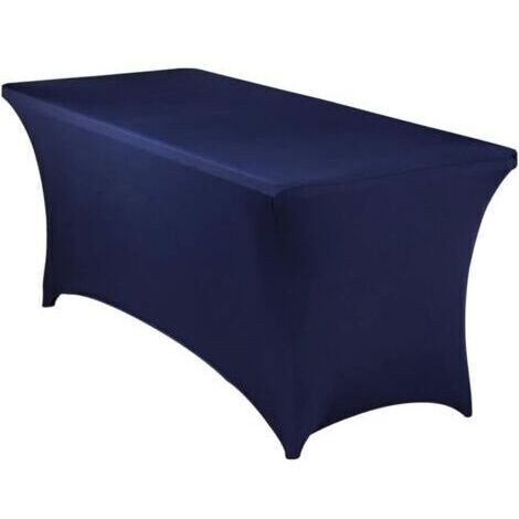 Nappe Extensible Rectangulaire Ajustées, Nappe de Fête en Élasthanne pour Cocktail Anniversaire Mariage Événement, Couverture Table Pliante, Lavable et Infroissable (Bleu Marine,183x76x76cm)
