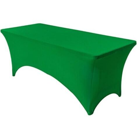 Nappe Extensible Rectangulaire Ajustées, Nappe de Fête en Élasthanne pour Cocktail Anniversaire Mariage Événement, Couverture Table Pliante, Lavable et Infroissable (Vert,183x76x76cm)