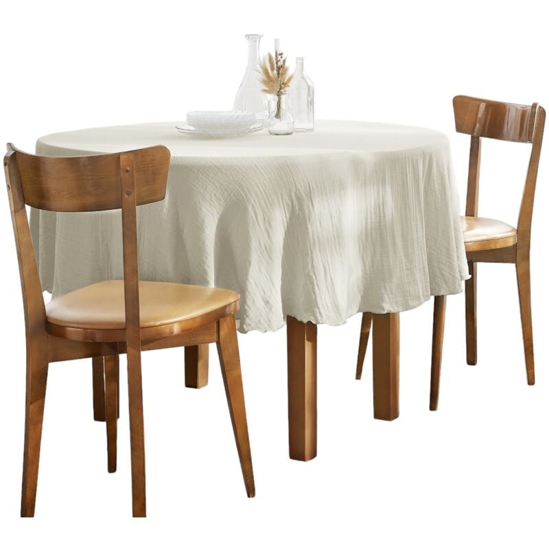 L'effet Papillon - Nappe gaze de coton ronde 180cm Gaia gris nuage