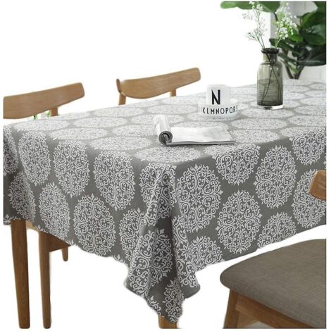 nappe Grise  Motif Vintage Nappe Rectangulaire Nappe En Coton Et Lin Convient Pour L'intrieur Et L'extrieur (gris, 140140cm)