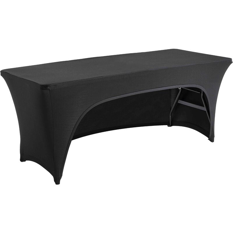 Oviala - Nappe housse avec ouverture pour table pliante 180cm noire