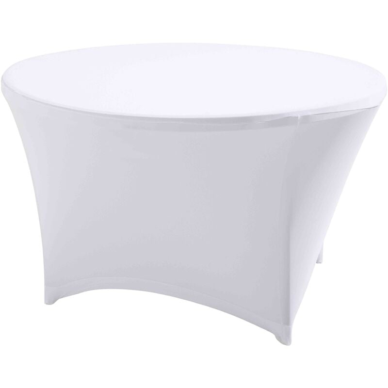 Oviala - Nappe housse élastique pour table ronde 150cm blanche