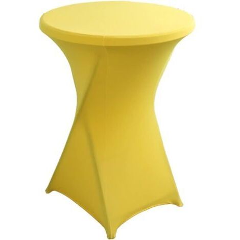 Nappe Housse Lavable Nappe Mange Debout Ronde Protection pour Bar Table de Banquet de Mariage Table Cocktail Haute de Bistro (Jaune, φ:60cm×H:110cm)