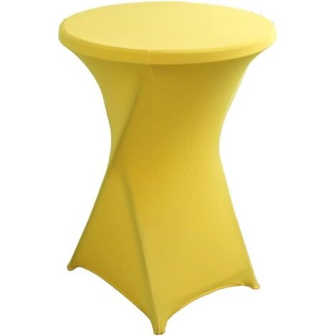 Nappe Housse Lavable Nappe Mange Debout Ronde Protection pour Bar Table de Banquet de Mariage Table Cocktail Haute de Bistro (Jaune, φ:60cm×H:110cm)