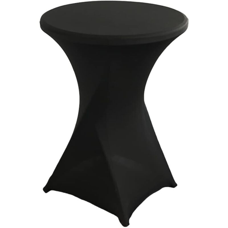 Nappe Housse Lavable Nappe Mange Debout Ronde Protection pour Bar Table de Banquet de Mariage Table Cocktail Haute de Bistro (Noir, 80×110cm)