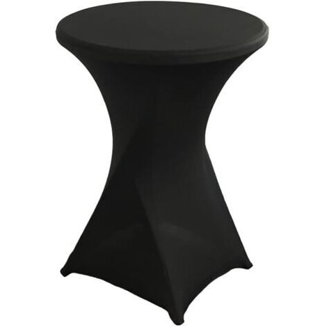 Nappe Housse Lavable Nappe Mange Debout Ronde Protection pour Bar Table de Banquet de Mariage Table Cocktail Haute de Bistro (Noir, 80×110cm)