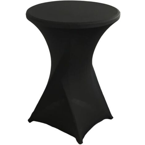 Nappe Housse Lavable Nappe Mange Debout Ronde Protection pour Bar Table de Banquet de Mariage Table Cocktail Haute de Bistro (Noir, 80×110cm)