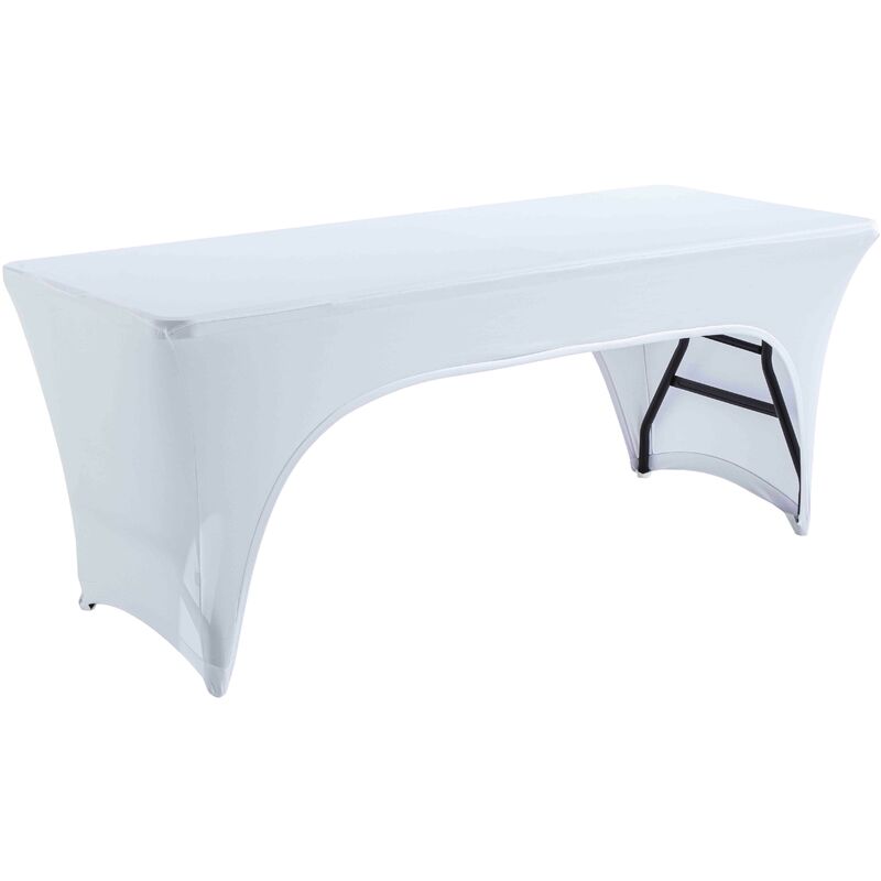 Oviala - Nappe housse pour table pliante 180cm double ouverture blanc