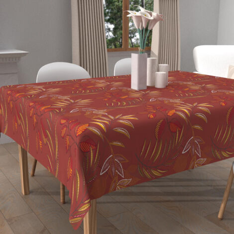 Nappe imprimée anti-tâches carrée 180x180 cm FLORES, par Soleil d'Ocre
