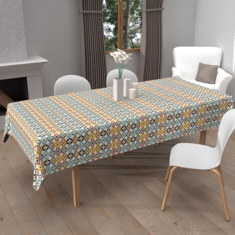 Nappe imprimée anti-tâches rectangle 140x200 cm OURANOS, par Soleil d'Ocre