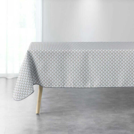 Nappe Imprimée "Art Chic" 150x240cm Gris & Blanc