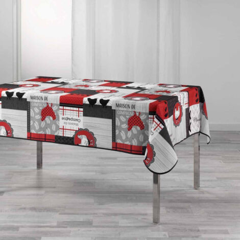Nappe Imprimée "Auberge" 150x240cm Rouge