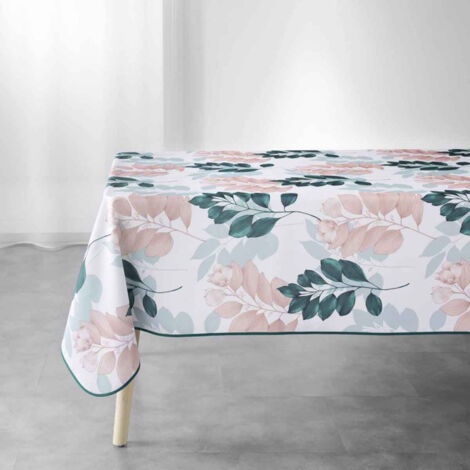Nappe Imprimée "Belline" 150x240cm Blanc & Émeraude