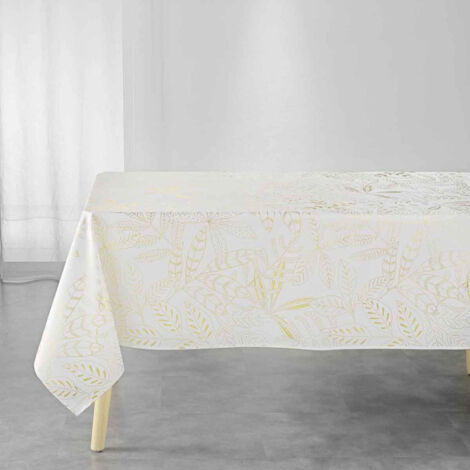Nappe Imprimée Déco "Belflor" 150x300cm Blanc