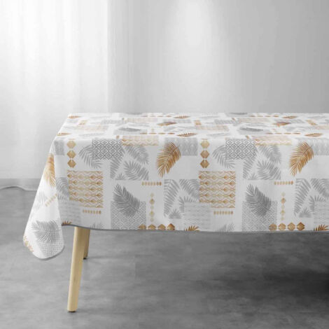 Nappe Imprimée "Olenna" 150x300cm Jaune & Blanc