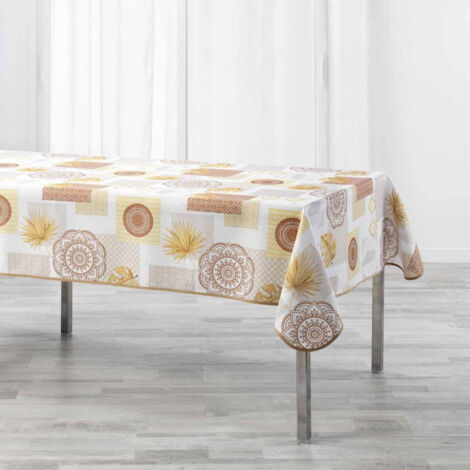 Nappe Imprimée "Opéra" 150x240cm Jaune & Blanc