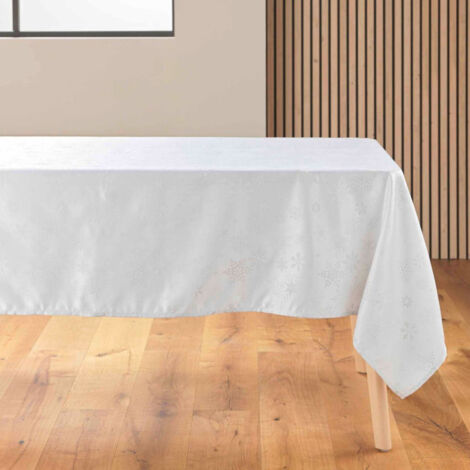 Nappe Jacquard Imprimé "Flocons" 140x300cm Blanc