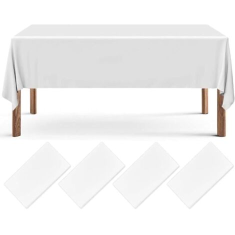 Nappe Jetable - 137 x 274 cm - Lot de 4 - Effet Tissu - Blanc