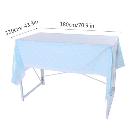 Nappe jetable PVC à pois pour fête à la maison, décor coloré (Bleu)
