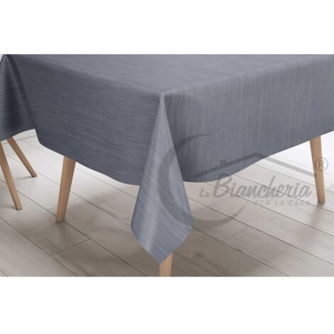NAPPE LIMA © en OLELLETTE plastifiée lavable hydrofuge en PVC UNITO GRIGIO fabriqué en Italie Cm. 140x100 x4 personnes