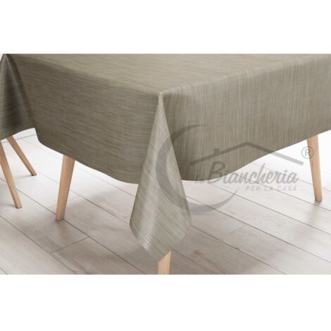 NAPPE LIMA © en TOILE CIBAIRE PLASTIQUE PLASTIFIÉE HYDROFUGE EN PVC UNITO BEIGE fabriqué en Italie Cm. 140x100 x4 personnes