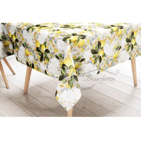 NAPPE LIMA © en TOILE DE MAZOUT PLASTIFIÉE HYDROFUGE EN PVC LIMONI fabriqué en Italie Cm. 140x100 x4 personnes