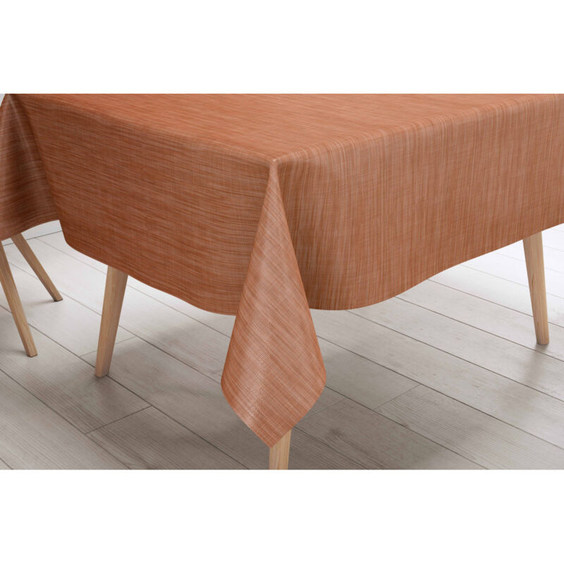 Nappe LIMA Orange – Toile cirée plastifiée PVC lavable et antidérapante avec effet lin – Made in Italy Cm.140x500