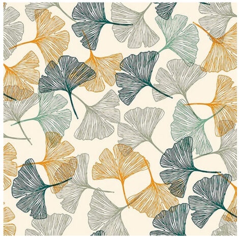 Nappe Noblessa Toile Cirée Ginkgo Pétrole 20mx140cm - Noblessa