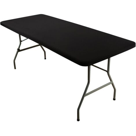 Nappe noire 183 x 76 cm avec élastique pour table de jardin, de cuisine ou de terrasse, pour l'extérieur.