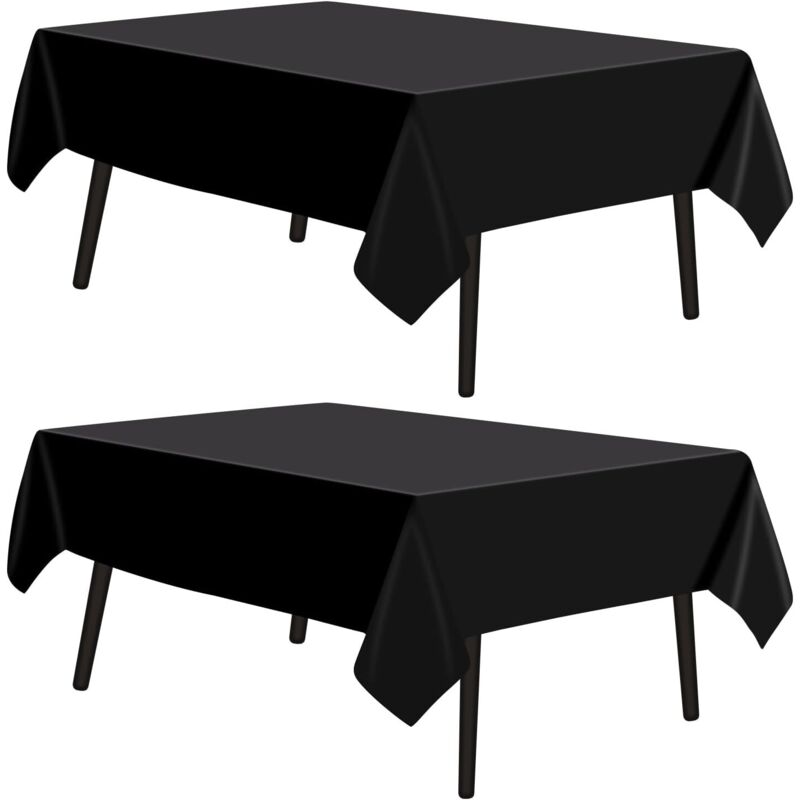 nappe noire rectangulaire tissu polyester décoratif lavable pour mariage fête banquet 145x275 cm
