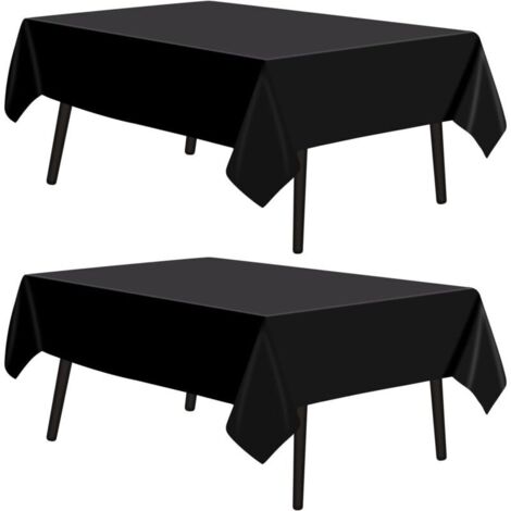 nappe noire rectangulaire tissu polyester décoratif lavable pour mariage fête banquet 145x275 cm