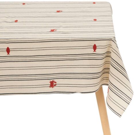 Nappe Oceania 150x250cm beige en coton - Atmosphera créateur d'intérieur