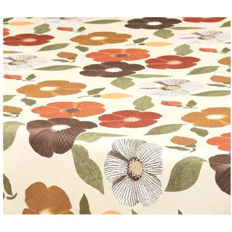 Nappe Polyester Ronde ø160cm Flowers Beige Sur Cintre - Access Deco