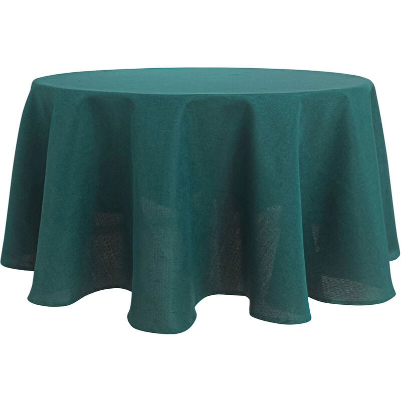 Access Deco - Nappe ronde infroissable et anti-tâches Bleu Paon 160 cm