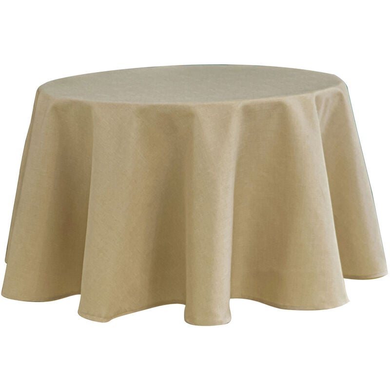Access Deco - Nappe ronde infroissable et anti-tâches Beige 160 cm