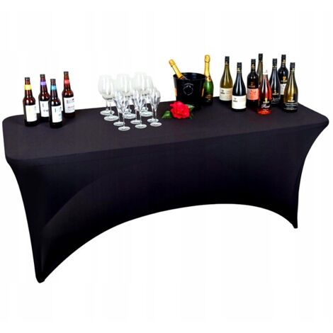 Nappe pour table de banquet traiteur noire 180x76cm flexible [25B]