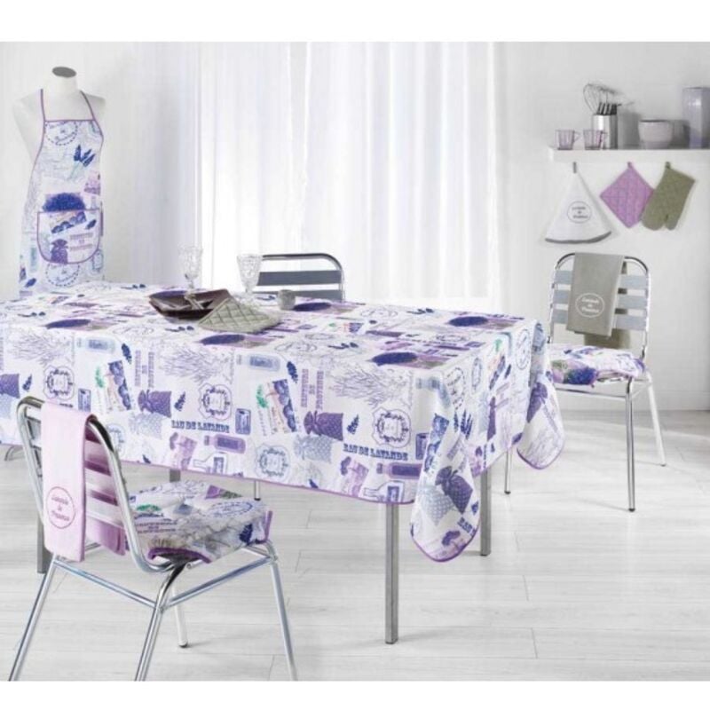 Nappe Provençale Anti-Tâche, 100% Polyester Lavandine - 240x150cm.