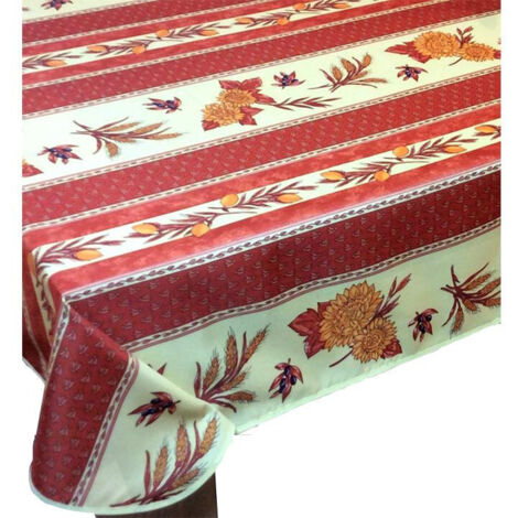 Nappe Provençale Rectangle Anti-tâche Tournesol Abeille Brique - 200 x 150 cm - rouge