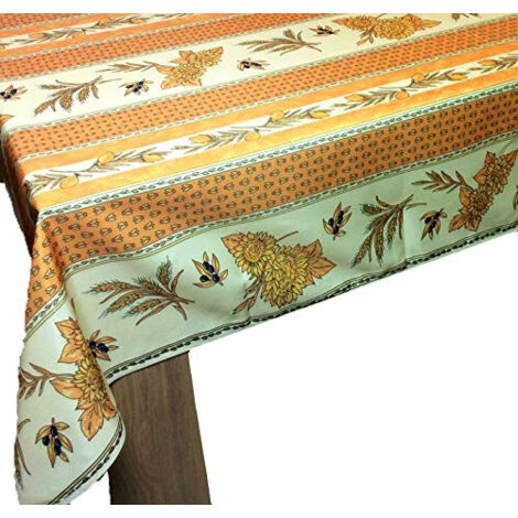 Nappe Provençale Rectangle Anti-tâche Tournesol Abeille Jaune - 240 x 150 cm - jaune